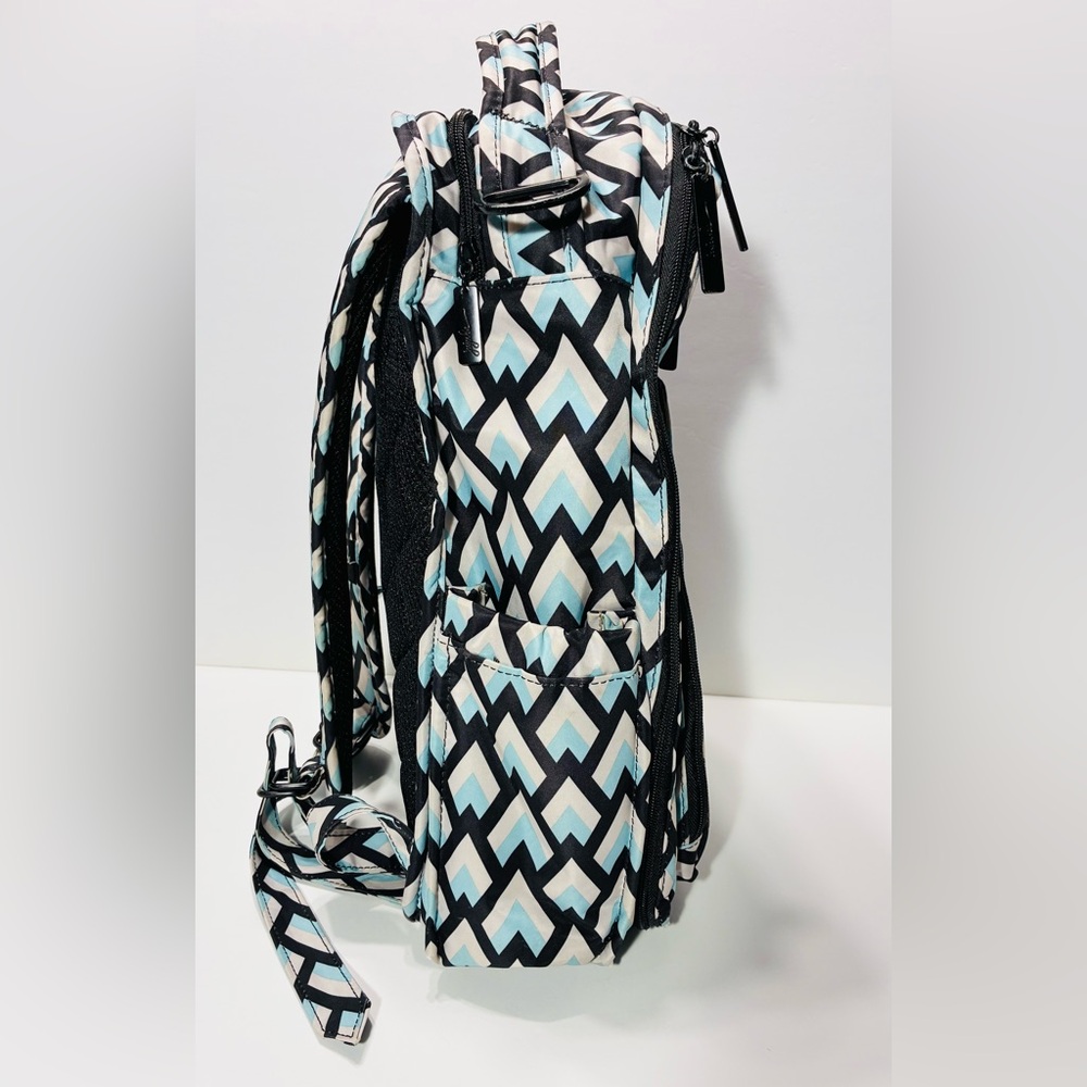 JuJuBe Be Right Back Chevron Backpack Diaper Bag Changing Pad Aqua Gray Black - Picture 6 of 13